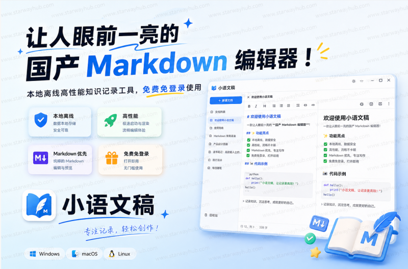 Moeka 小语文稿｜国产本地离线 Markdown 编辑器 高性能笔记写作工具-星途优栈